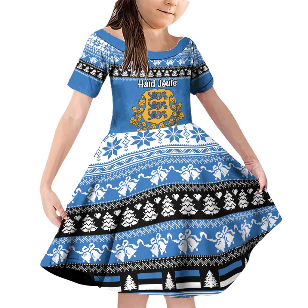Estonia Christmas Family Matching Off Shoulder Short Dress and Hawaiian Shirt Coat Of Arms Haid Joule - Wonder Print Shop