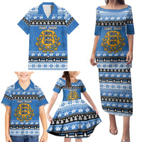 Estonia Christmas Family Matching Puletasi and Hawaiian Shirt Coat Of Arms Haid Joule - Wonder Print Shop