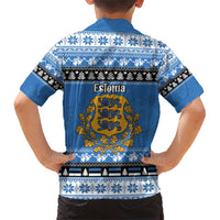 Estonia Christmas Family Matching Short Sleeve Bodycon Dress and Hawaiian Shirt Coat Of Arms Haid Joule - Wonder Print Shop