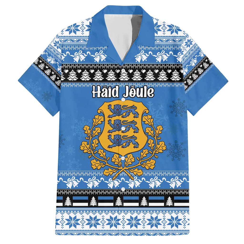 Estonia Christmas Family Matching Short Sleeve Bodycon Dress and Hawaiian Shirt Coat Of Arms Haid Joule - Wonder Print Shop