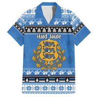 Estonia Christmas Family Matching Short Sleeve Bodycon Dress and Hawaiian Shirt Coat Of Arms Haid Joule - Wonder Print Shop