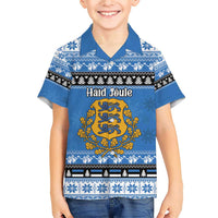 Estonia Christmas Family Matching Short Sleeve Bodycon Dress and Hawaiian Shirt Coat Of Arms Haid Joule - Wonder Print Shop
