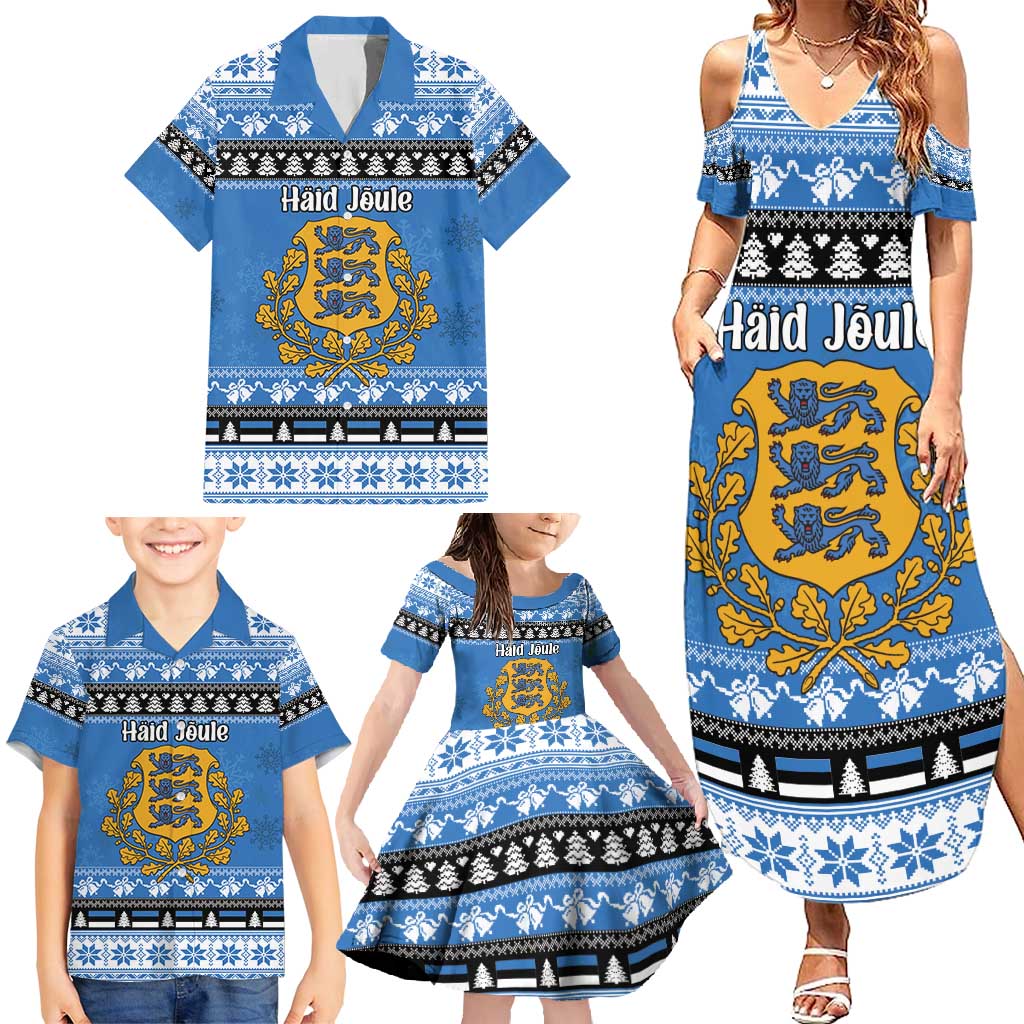 Estonia Christmas Family Matching Summer Maxi Dress and Hawaiian Shirt Coat Of Arms Haid Joule - Wonder Print Shop