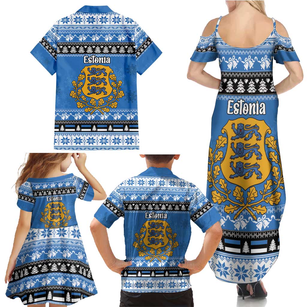 Estonia Christmas Family Matching Summer Maxi Dress and Hawaiian Shirt Coat Of Arms Haid Joule - Wonder Print Shop