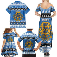 Estonia Christmas Family Matching Summer Maxi Dress and Hawaiian Shirt Coat Of Arms Haid Joule - Wonder Print Shop