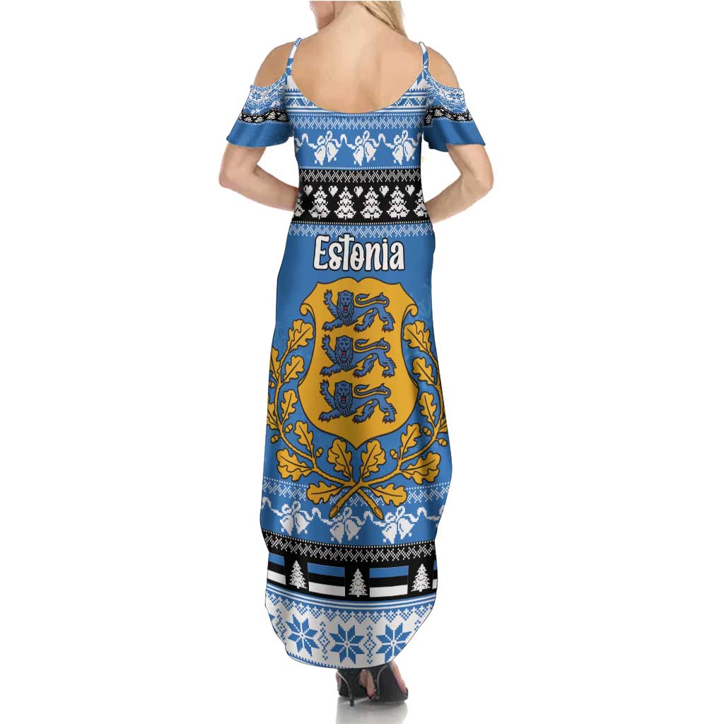 Estonia Christmas Family Matching Summer Maxi Dress and Hawaiian Shirt Coat Of Arms Haid Joule - Wonder Print Shop