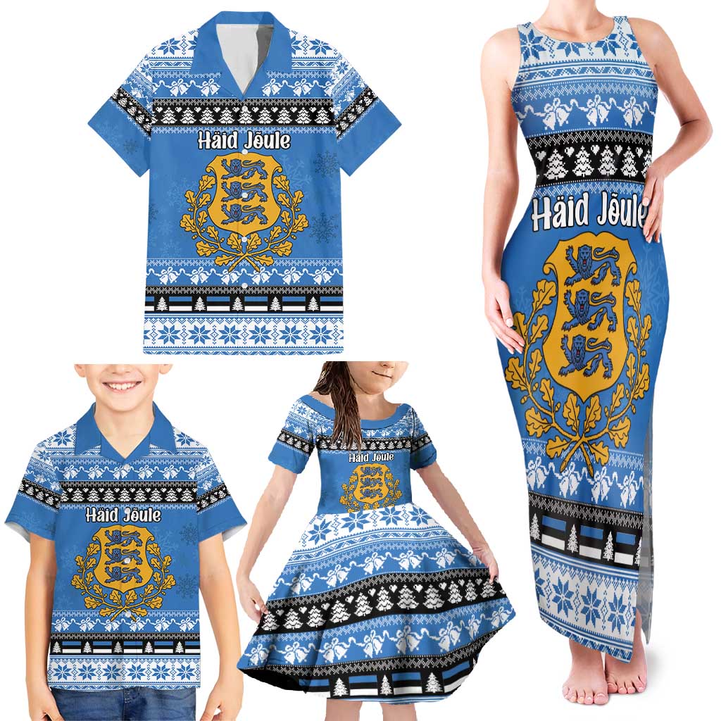 Estonia Christmas Family Matching Tank Maxi Dress and Hawaiian Shirt Coat Of Arms Haid Joule - Wonder Print Shop