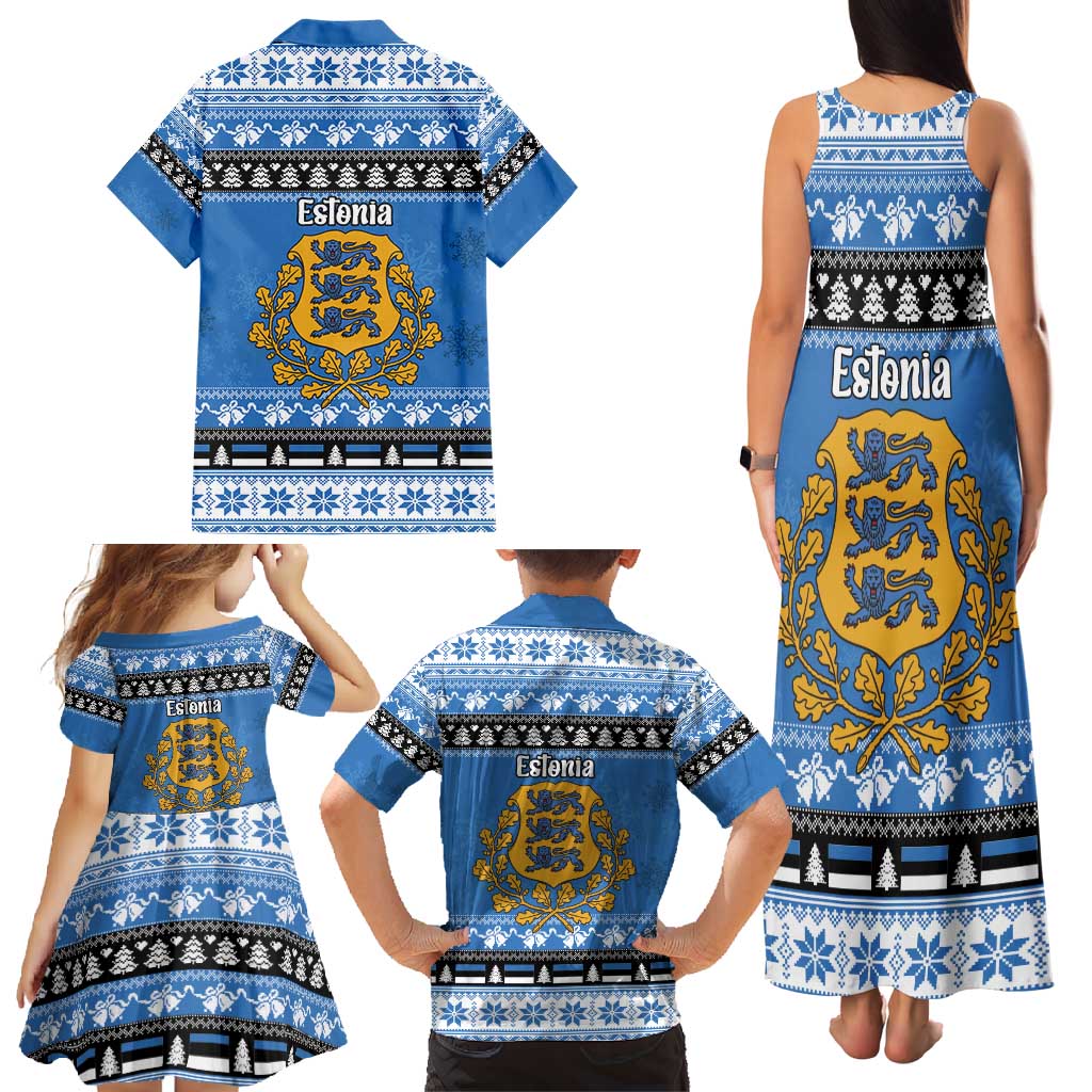 Estonia Christmas Family Matching Tank Maxi Dress and Hawaiian Shirt Coat Of Arms Haid Joule - Wonder Print Shop