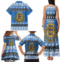Estonia Christmas Family Matching Tank Maxi Dress and Hawaiian Shirt Coat Of Arms Haid Joule - Wonder Print Shop