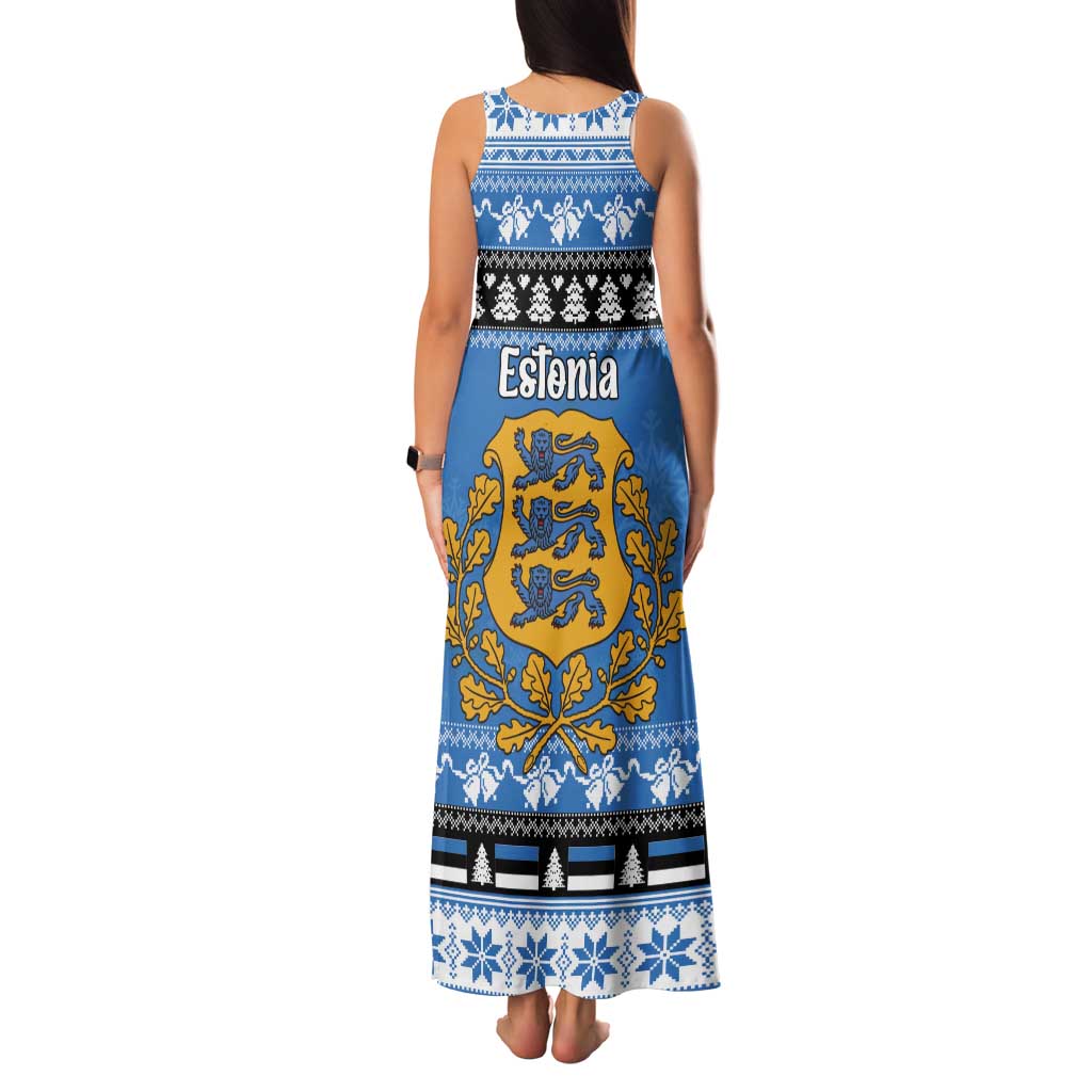 Estonia Christmas Family Matching Tank Maxi Dress and Hawaiian Shirt Coat Of Arms Haid Joule - Wonder Print Shop