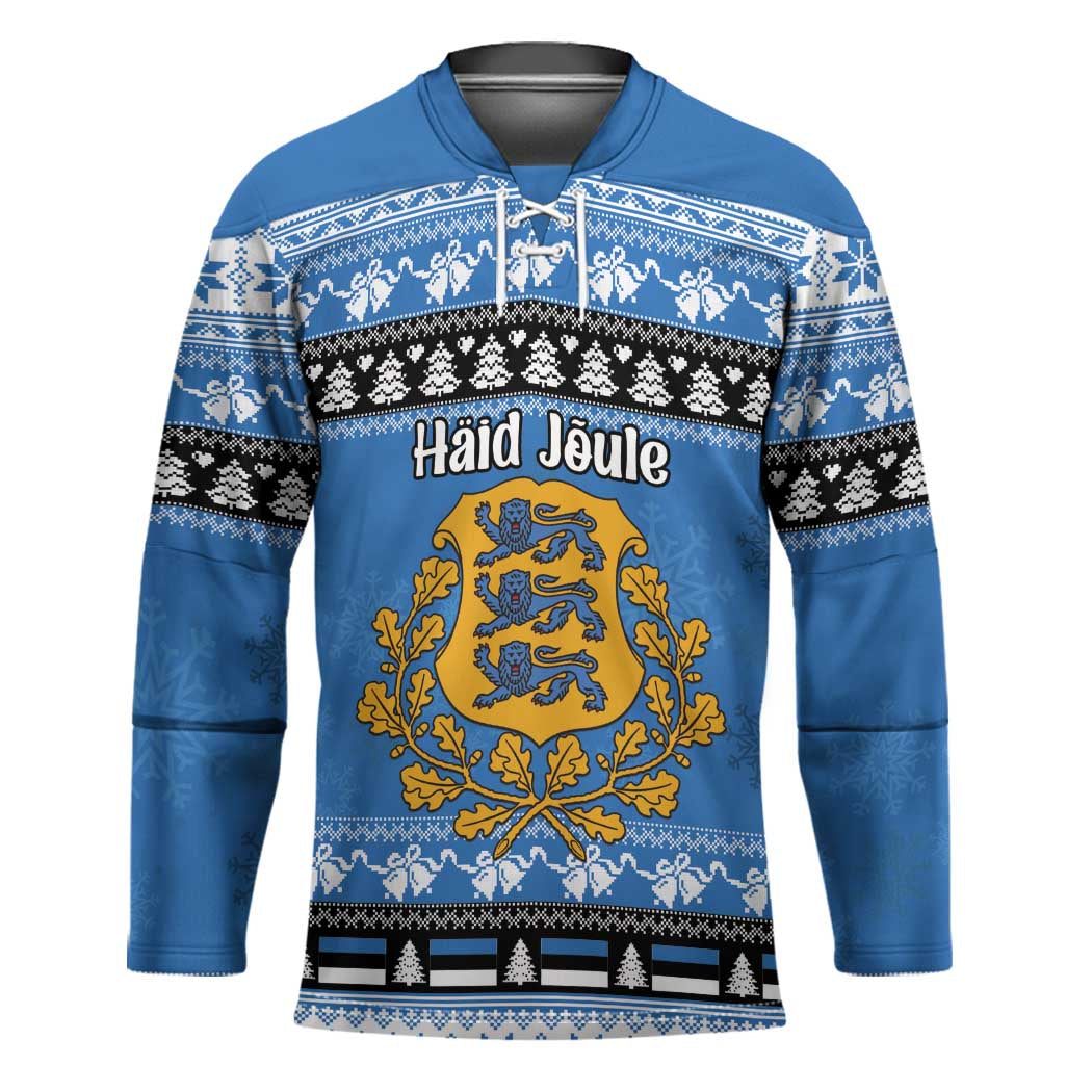 Estonia Christmas Hockey Jersey Coat Of Arms Haid Joule - Wonder Print Shop