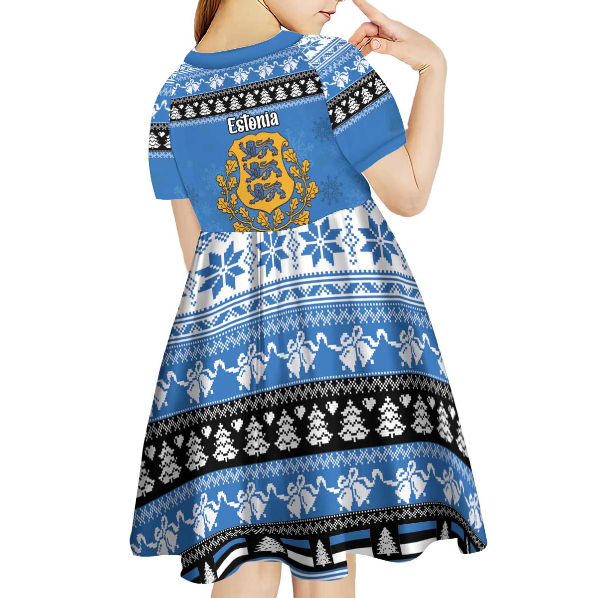 Estonia Christmas Kid Short Sleeve Dress Coat Of Arms Haid Joule - Wonder Print Shop