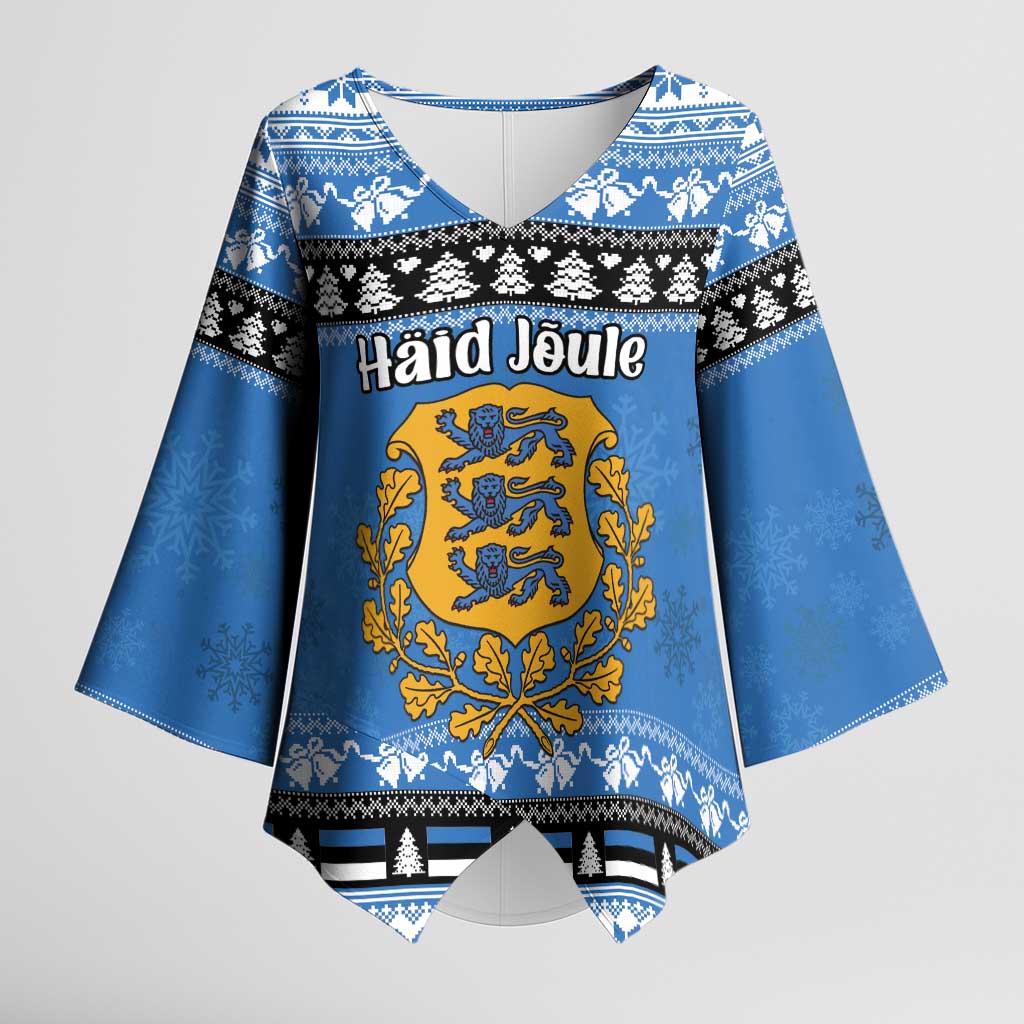 Estonia Christmas Kimono Sleeve Blouse Coat Of Arms Haid Joule - Wonder Print Shop