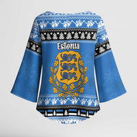 Estonia Christmas Kimono Sleeve Blouse Coat Of Arms Haid Joule - Wonder Print Shop