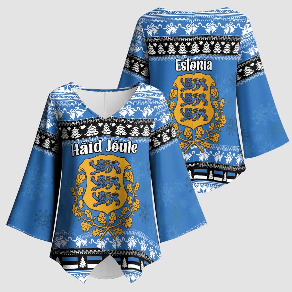 Estonia Christmas Kimono Sleeve Blouse Coat Of Arms Haid Joule - Wonder Print Shop