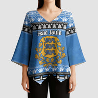 Estonia Christmas Kimono Sleeve Blouse Coat Of Arms Haid Joule - Wonder Print Shop