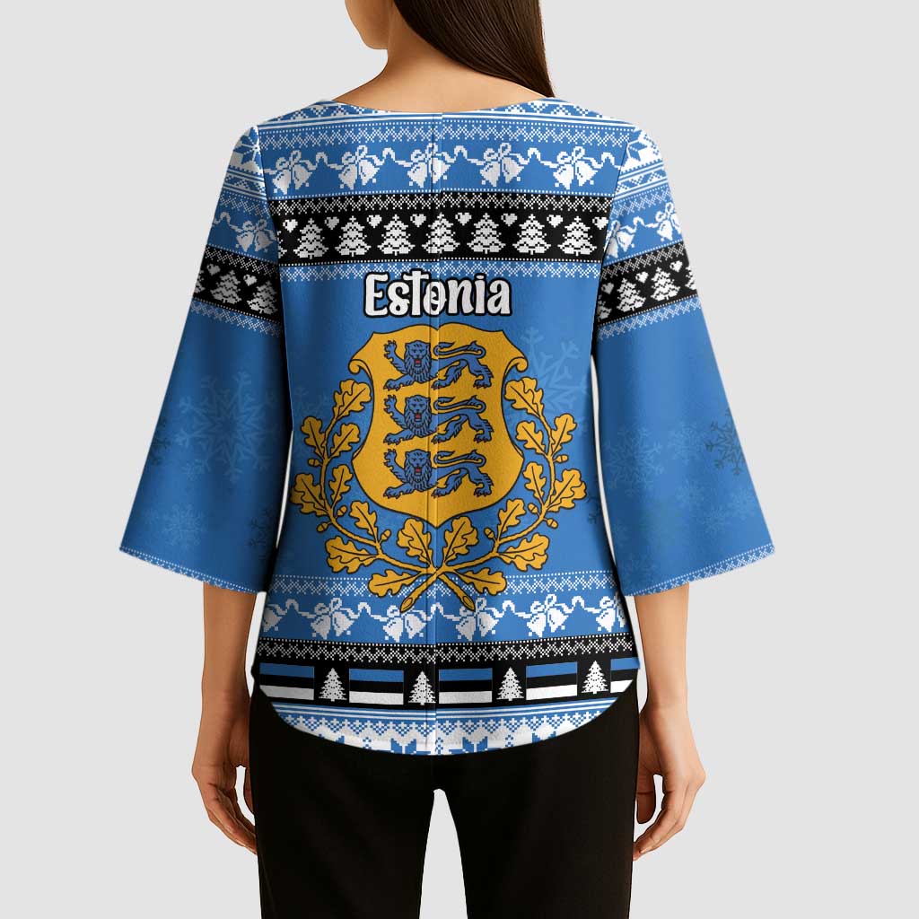 Estonia Christmas Kimono Sleeve Blouse Coat Of Arms Haid Joule - Wonder Print Shop