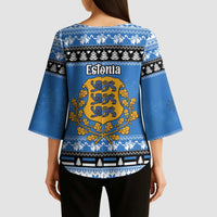 Estonia Christmas Kimono Sleeve Blouse Coat Of Arms Haid Joule - Wonder Print Shop