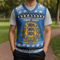 Estonia Christmas Knitted V-Neck Vest Coat Of Arms Haid Joule - Wonder Print Shop