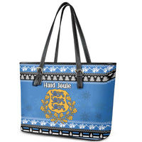Estonia Christmas Leather Tote Bag Coat Of Arms Haid Joule - Wonder Print Shop