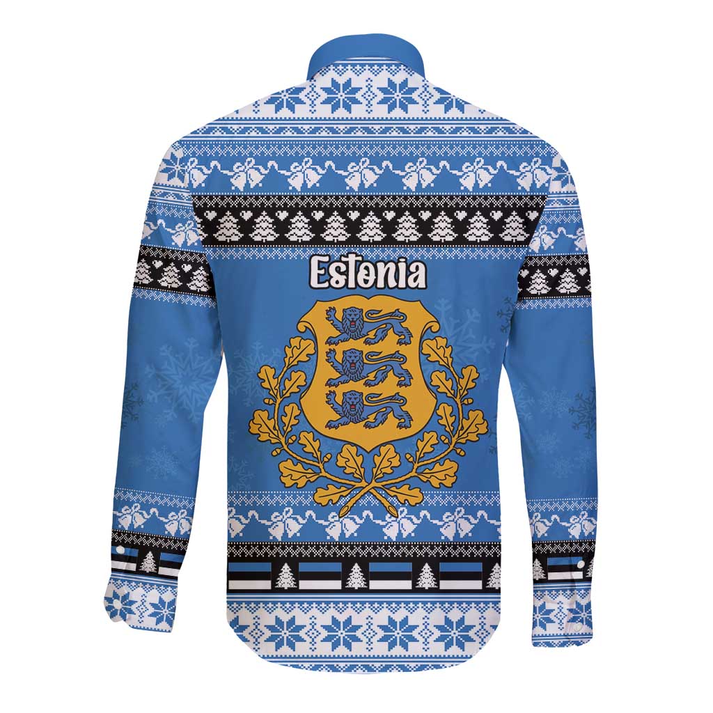 Estonia Christmas Long Sleeve Button Shirt Coat Of Arms Haid Joule - Wonder Print Shop