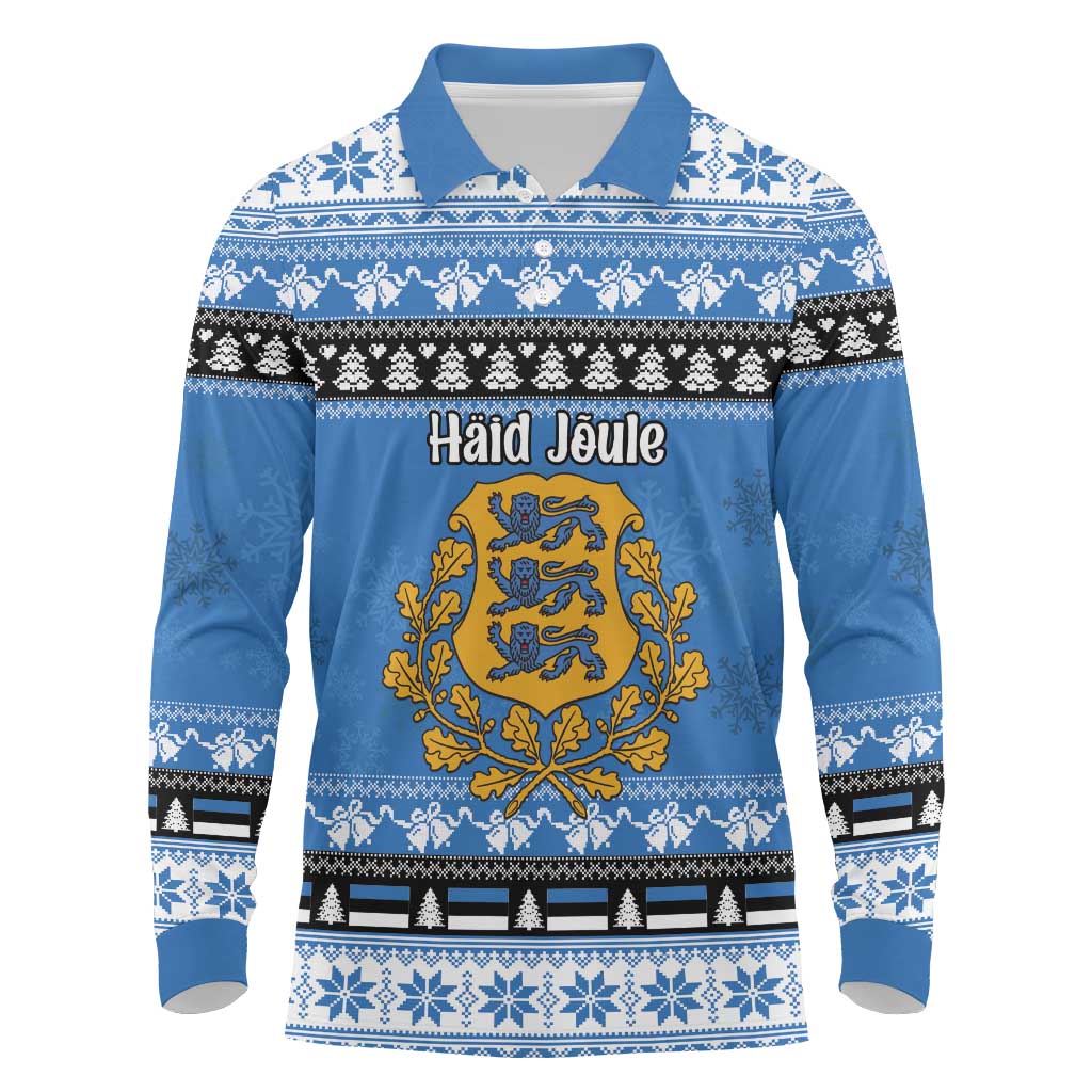 Estonia Christmas Long Sleeve Polo Shirt Coat Of Arms Haid Joule - Wonder Print Shop