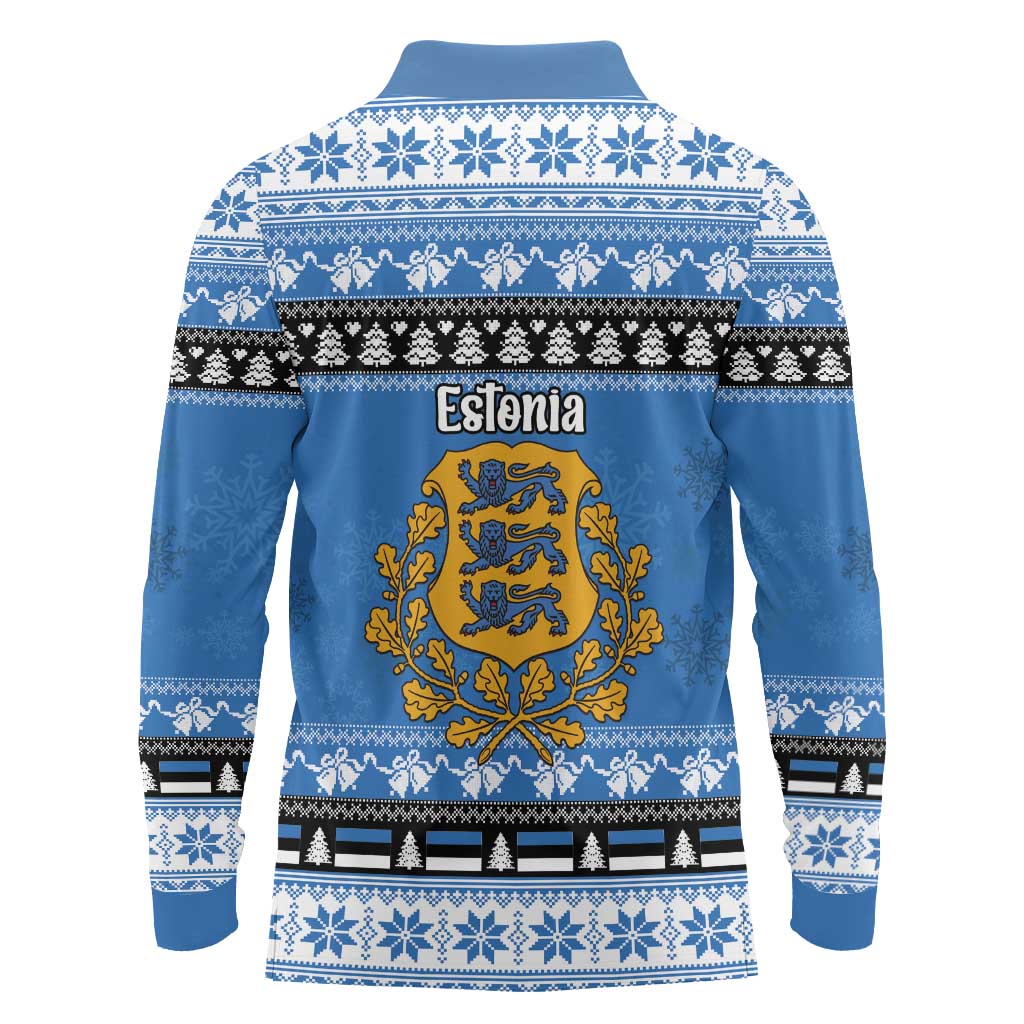 Estonia Christmas Long Sleeve Polo Shirt Coat Of Arms Haid Joule - Wonder Print Shop