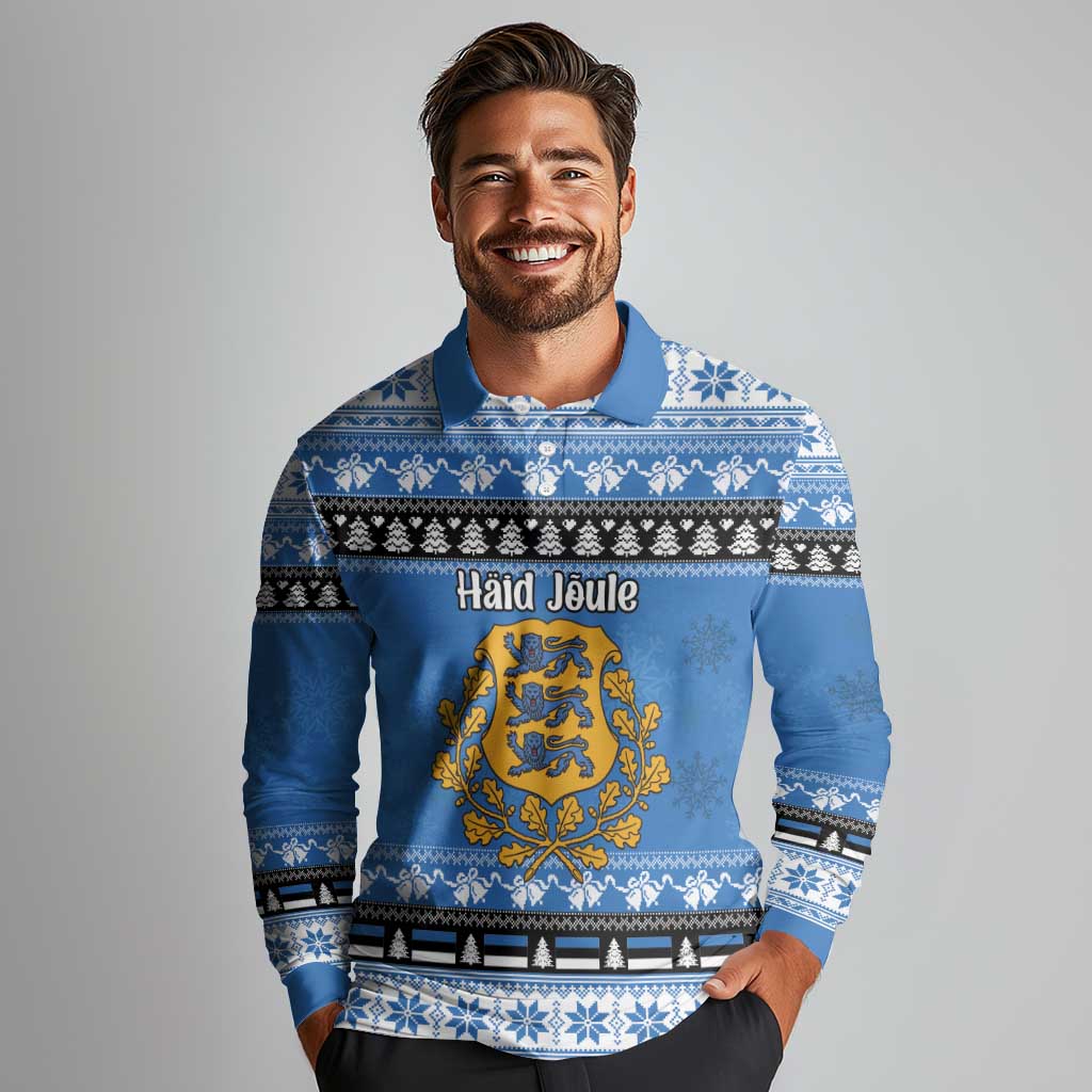 Estonia Christmas Long Sleeve Polo Shirt Coat Of Arms Haid Joule - Wonder Print Shop