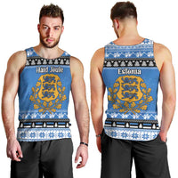 Estonia Christmas Men Tank Top Coat Of Arms Haid Joule - Wonder Print Shop