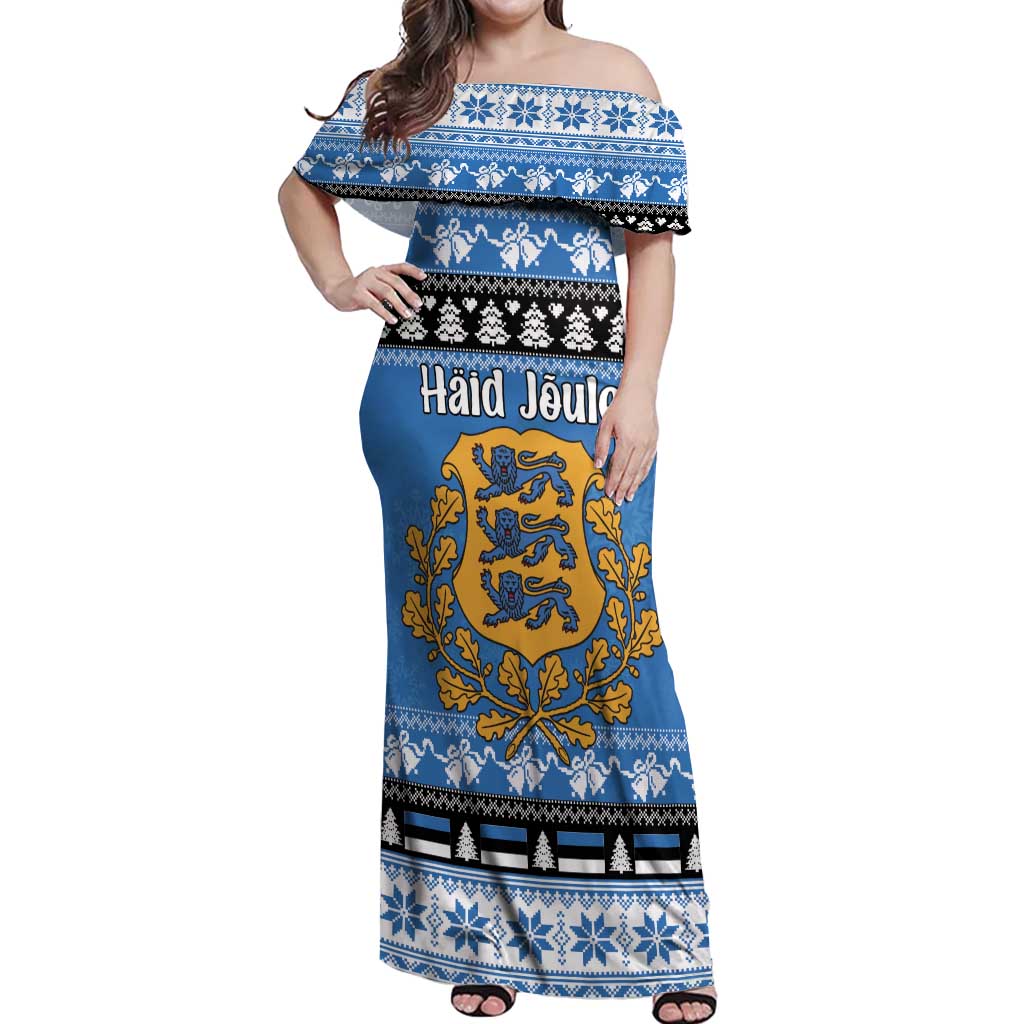 Estonia Christmas Off Shoulder Maxi Dress Coat Of Arms Haid Joule - Wonder Print Shop