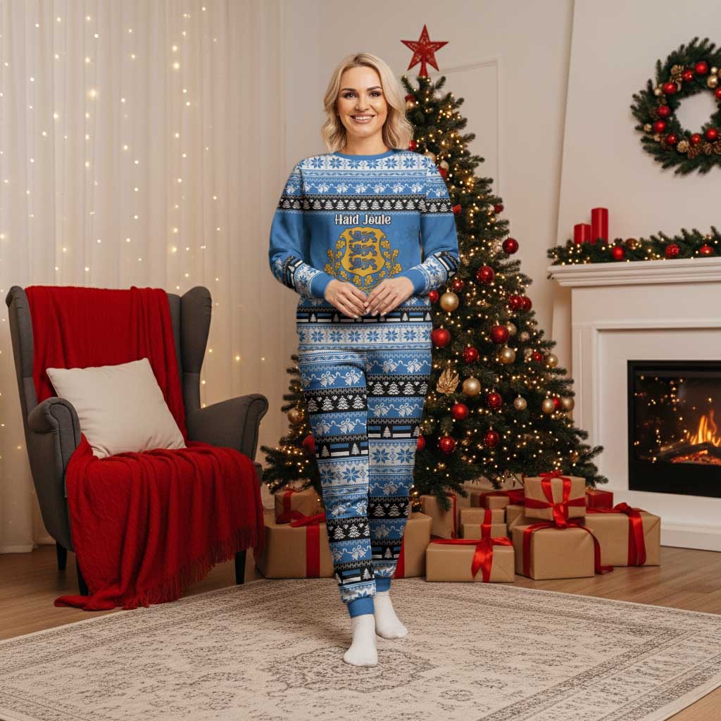 Estonia Christmas Pajama Set Coat Of Arms Haid Joule - Wonder Print Shop