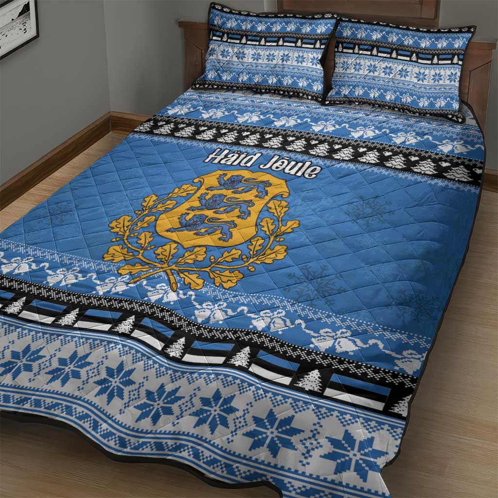 Estonia Christmas Quilt Bed Set Coat Of Arms Haid Joule - Wonder Print Shop