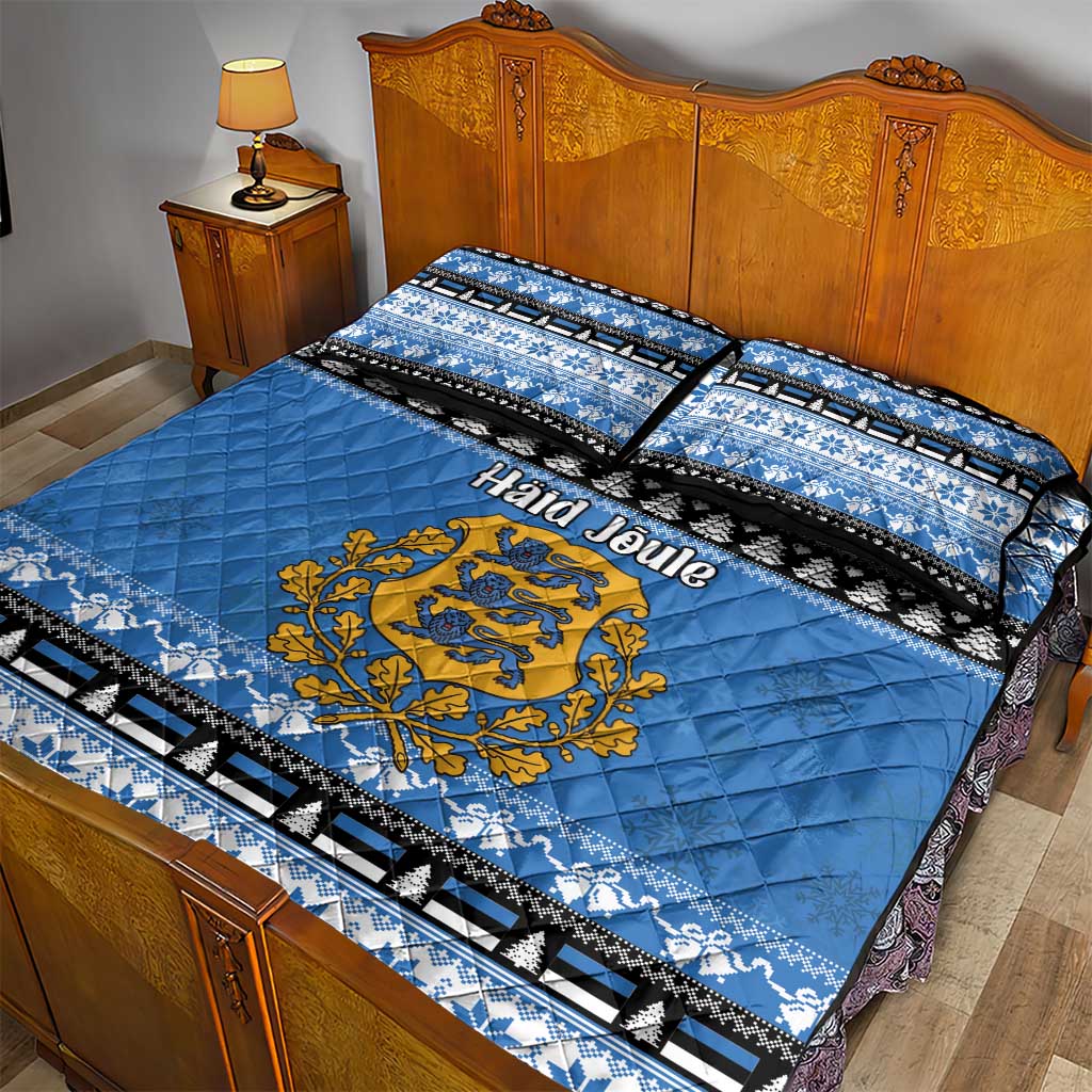 Estonia Christmas Quilt Bed Set Coat Of Arms Haid Joule - Wonder Print Shop