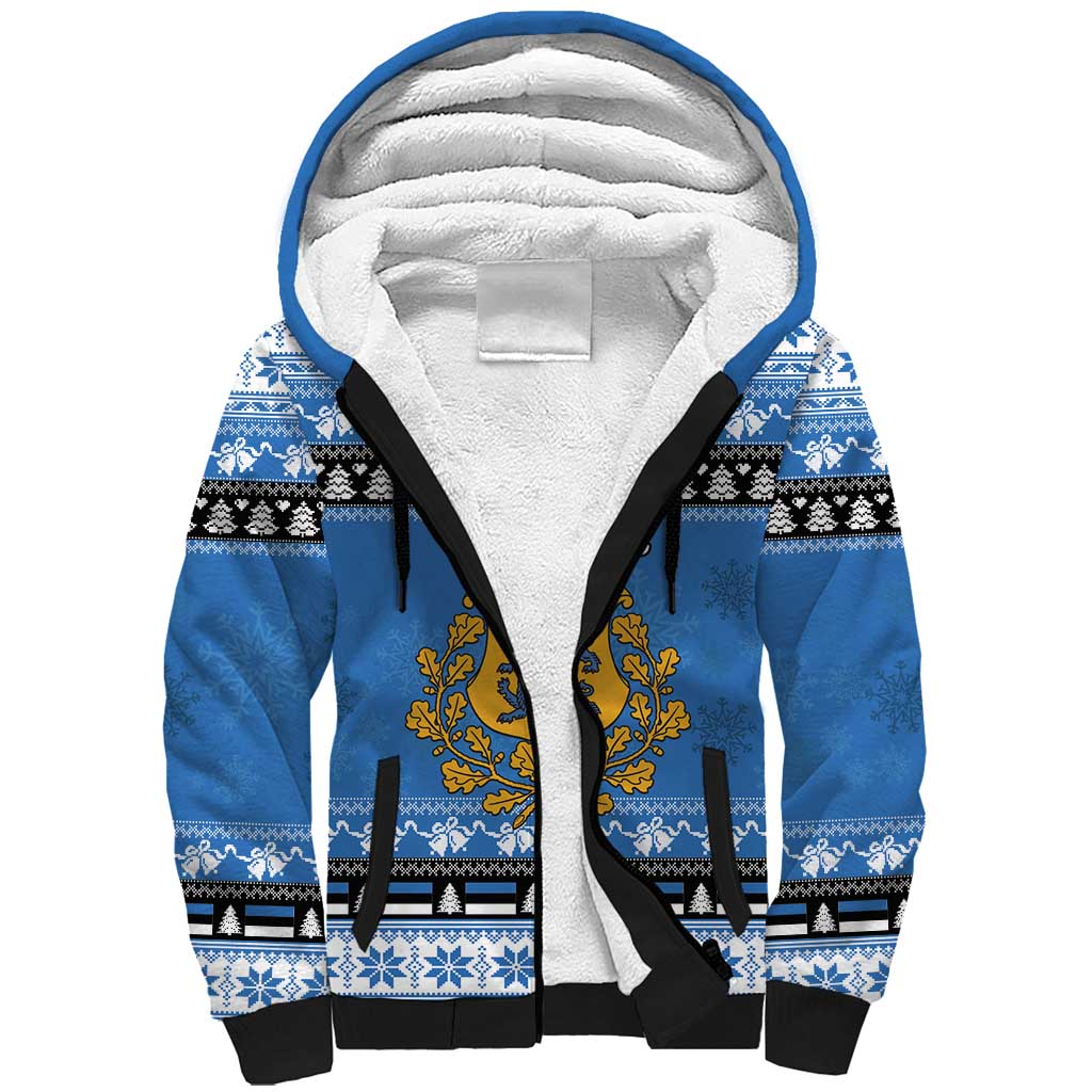 Estonia Christmas Sherpa Hoodie Coat Of Arms Haid Joule - Wonder Print Shop