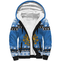Estonia Christmas Sherpa Hoodie Coat Of Arms Haid Joule - Wonder Print Shop