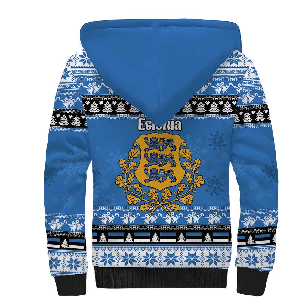Estonia Christmas Sherpa Hoodie Coat Of Arms Haid Joule - Wonder Print Shop
