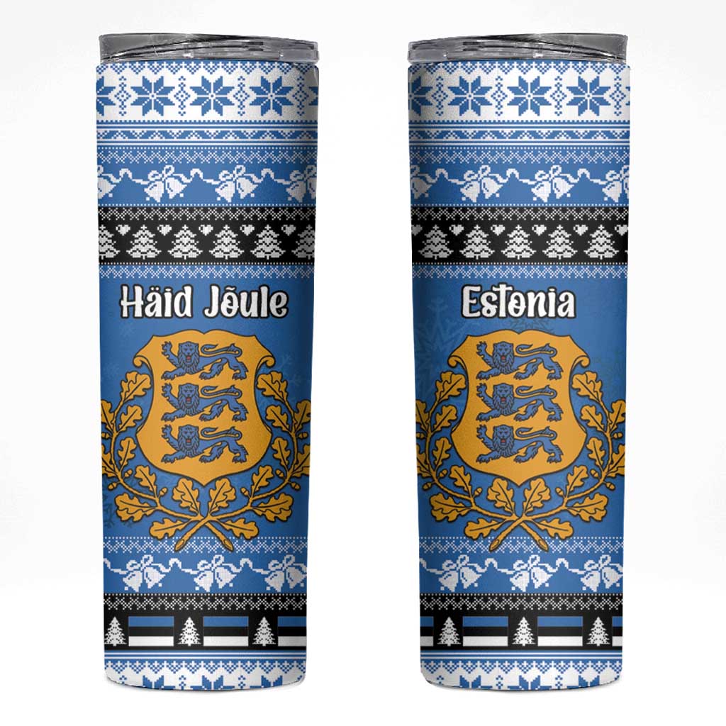 Estonia Christmas Skinny Tumbler Coat Of Arms Haid Joule - Wonder Print Shop