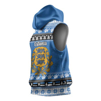 Estonia Christmas Sleeveless Hoodie Coat Of Arms Haid Joule - Wonder Print Shop