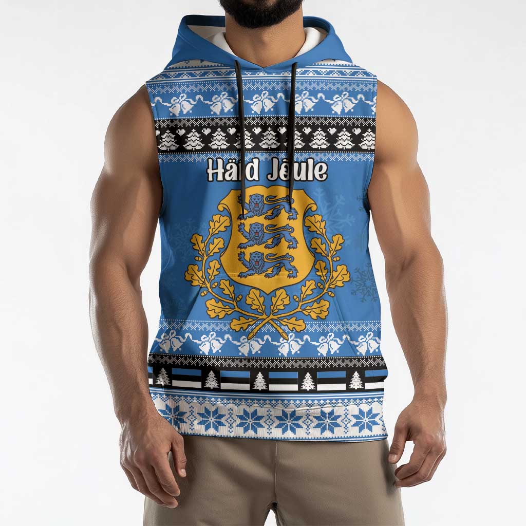 Estonia Christmas Sleeveless Hoodie Coat Of Arms Haid Joule - Wonder Print Shop