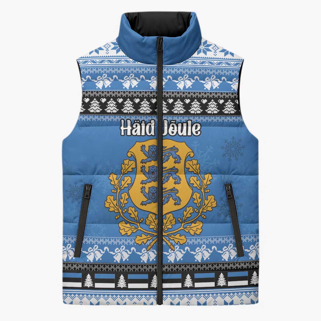 Estonia Christmas Sleeveless Puffer Jacket Coat Of Arms Haid Joule - Wonder Print Shop