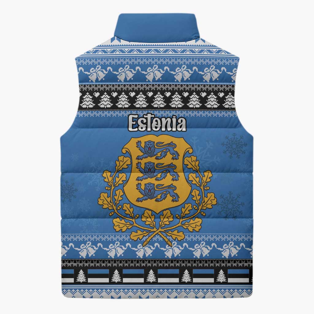 Estonia Christmas Sleeveless Puffer Jacket Coat Of Arms Haid Joule - Wonder Print Shop