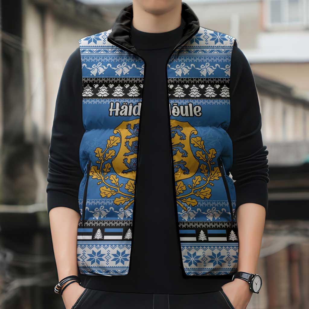 Estonia Christmas Sleeveless Puffer Jacket Coat Of Arms Haid Joule - Wonder Print Shop