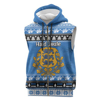 Estonia Christmas Sleeveless Zip Hoodie Coat Of Arms Haid Joule - Wonder Print Shop