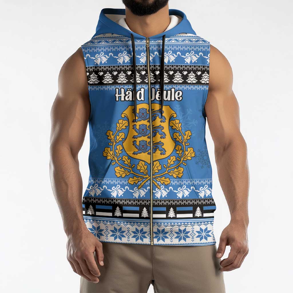 Estonia Christmas Sleeveless Zip Hoodie Coat Of Arms Haid Joule - Wonder Print Shop