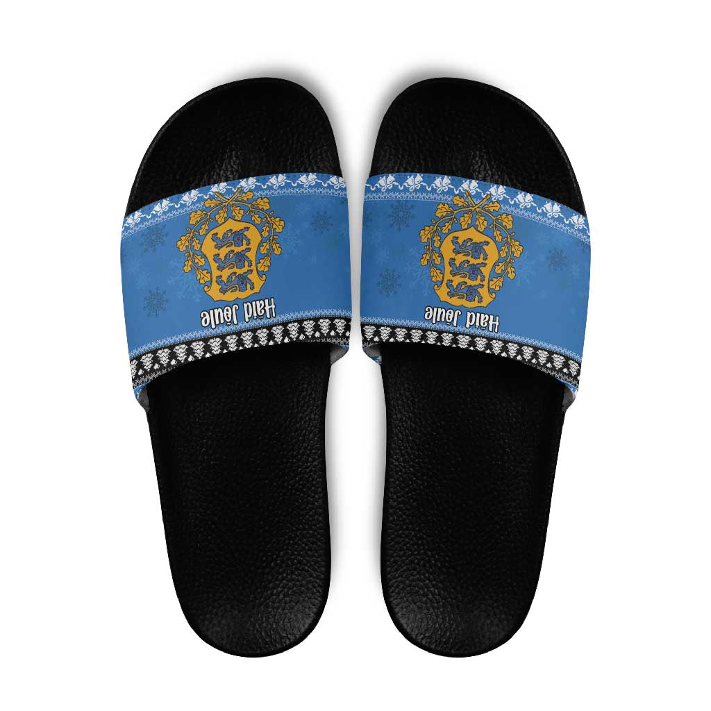Estonia Christmas Slide Sandals Coat Of Arms Haid Joule - Wonder Print Shop