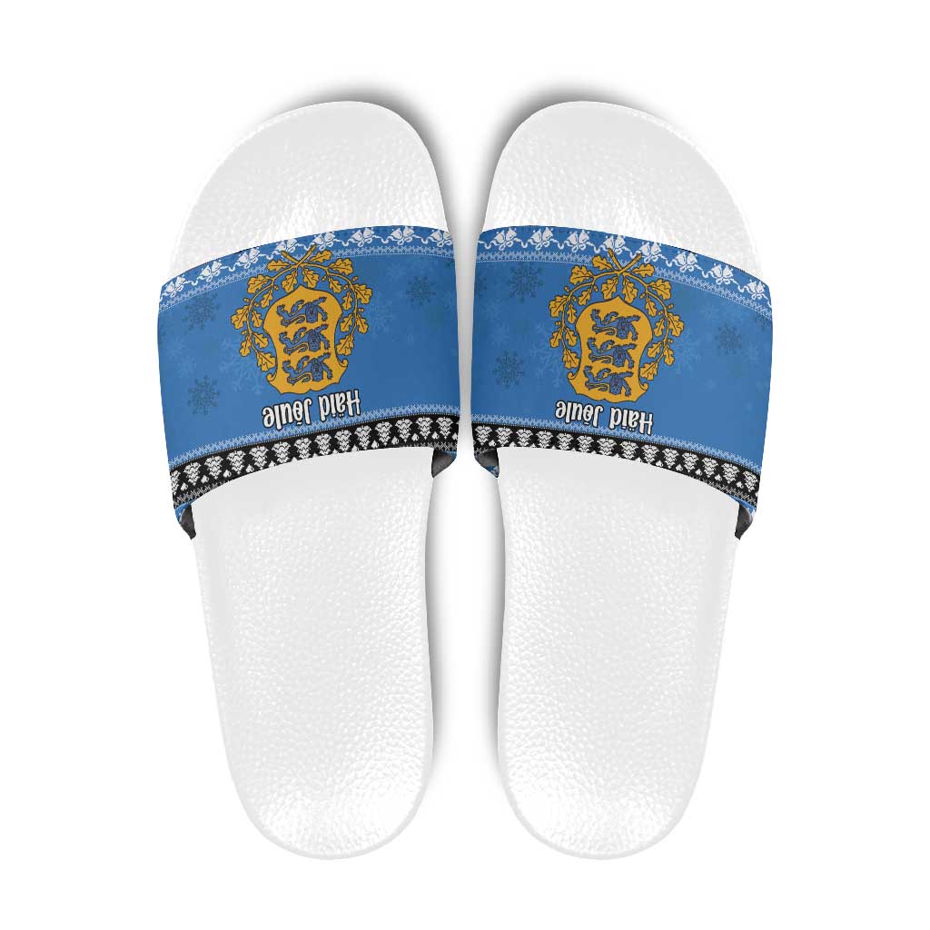 Estonia Christmas Slide Sandals Coat Of Arms Haid Joule - Wonder Print Shop