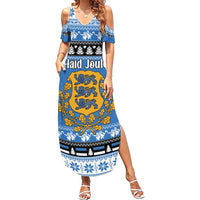 Estonia Christmas Summer Maxi Dress Coat Of Arms Haid Joule - Wonder Print Shop