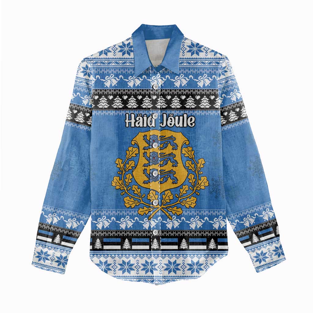 Estonia Christmas Women Casual Shirt Coat Of Arms Haid Joule - Wonder Print Shop