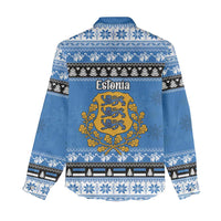 Estonia Christmas Women Casual Shirt Coat Of Arms Haid Joule - Wonder Print Shop