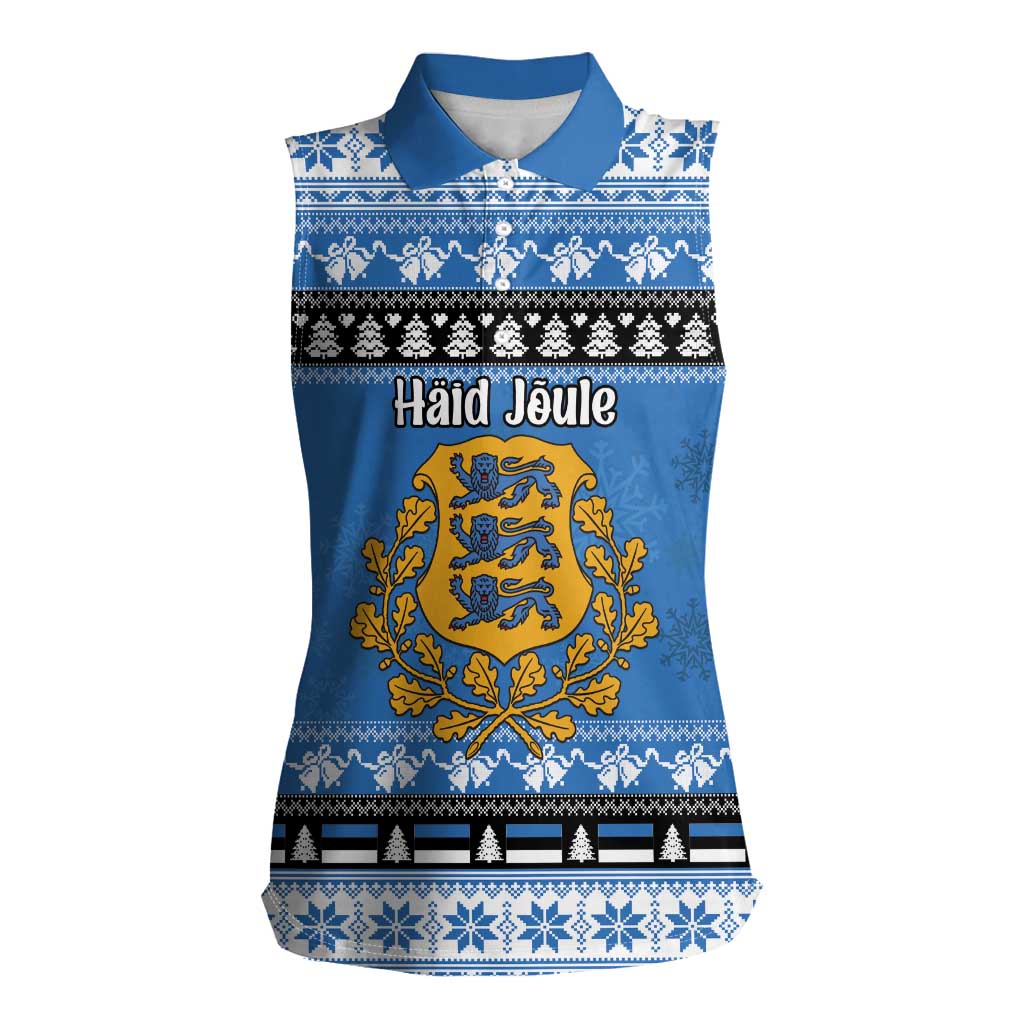 Estonia Christmas Women Sleeveless Polo Shirt Coat Of Arms Haid Joule - Wonder Print Shop